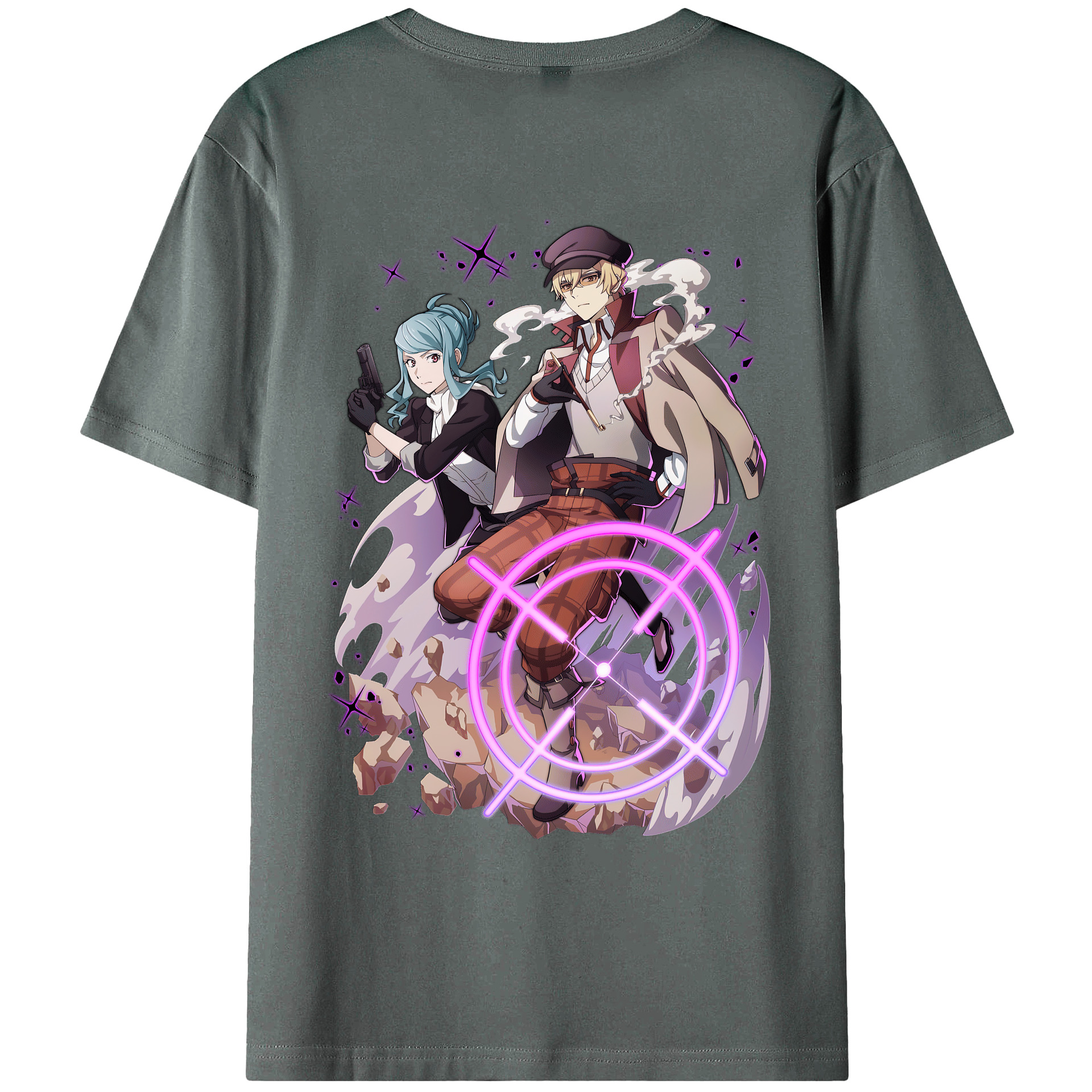 （画像用） 文豪ストレイドッグス Bungo Stray Dogs 綿100％ メンズ半袖Tシャツ（バックプリント） 通気性